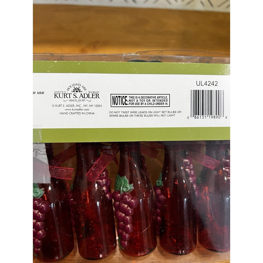 Kurt S. Adler Holiday Cheer Wine Bottle String Lights Party Light Indoor Outdoor - Picture 6 of 8